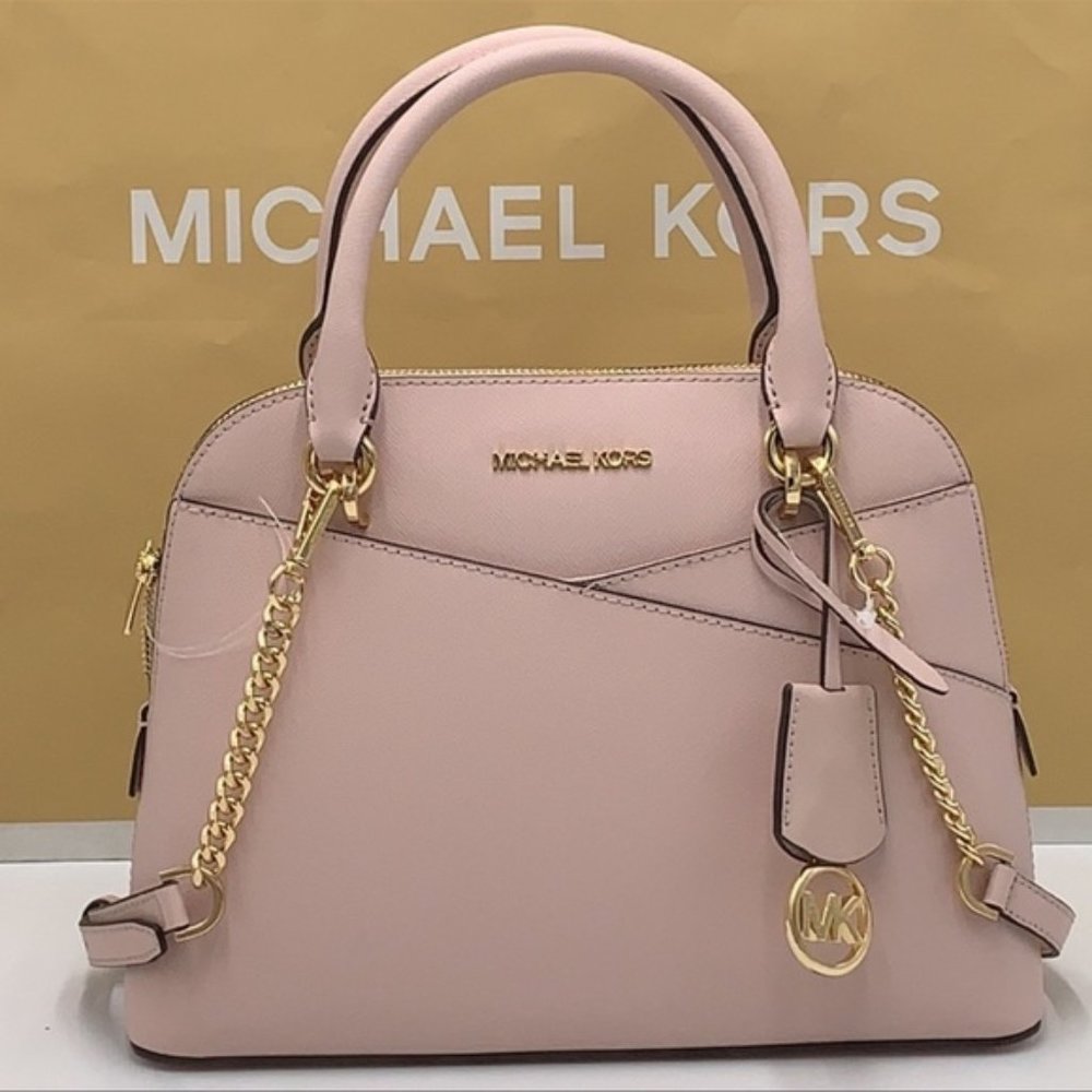 Michael Kors Jet Set Travel Medium Leather Dome Satchel Powder Blush Multi - Picture 5 of 16